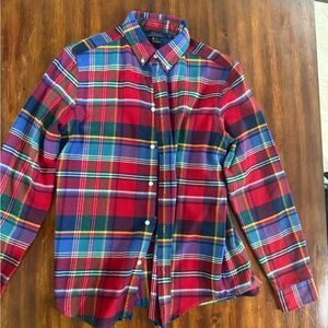 Ralph Lauren Red Multicolor Plaid Button-Down Shirt